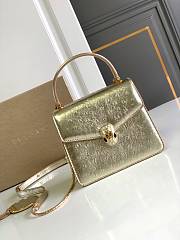 Blvgari Serpenti Forever Top Handle Ostrich Leather Gold Metallic - 18.5x16x10.5cm - 1