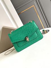 Bvlgari Serpenti Forever Medium Shoulder Bag Ostrich Leather Green - 25x16.5x8cm - 1