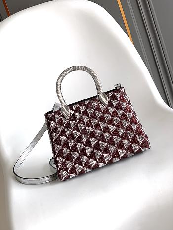 Bvlgari Serpentine Duo Top Handle  Midnight Plum And Silver Calla Crystals - 21.5x15x6cm