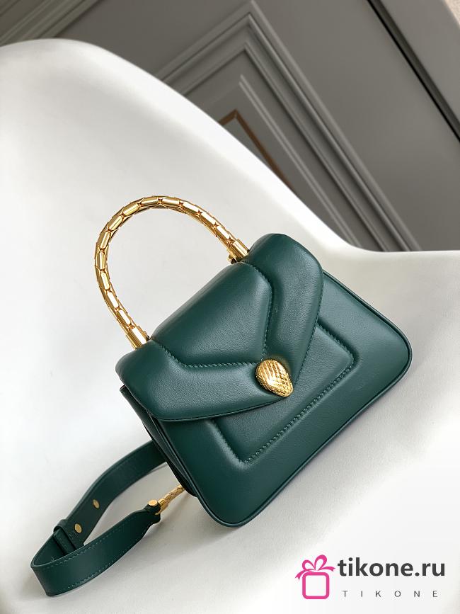 Bvlgari Serpenti Reverse Small Top Handle Bag Green - 20x14x10cm - 1