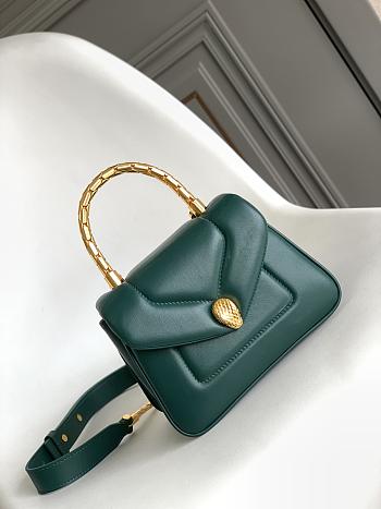 Bvlgari Serpenti Reverse Small Top Handle Bag Green - 20x14x10cm