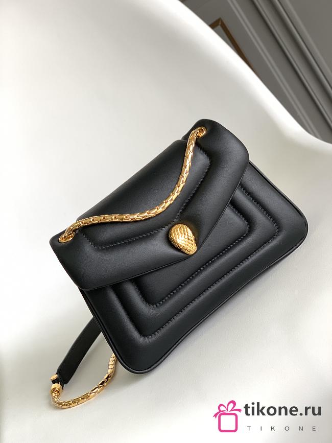 Bvlgari Serpenti Reverse Small Shoulder Bag Black - 22.5x15x7cm - 1