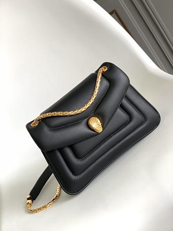 Bvlgari Serpenti Reverse Small Shoulder Bag Black - 22.5x15x7cm