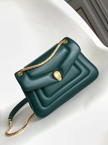Bvlgari Serpenti Reverse Small Shoulder Bag Green - 22.5x15x7cm