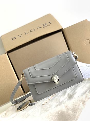 Bvlgari Serpenti Forever Chain Wallet Calf Leather Gray - 20x12x4.5cm