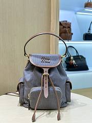 Miumiu Canvas And Leather Backpack Gray 5BZ043 - 22x18x11.5cm - 1