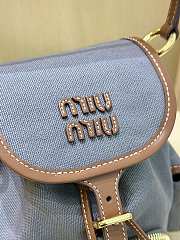 Miumiu Canvas And Leather Backpack Gray 5BZ043 - 22x18x11.5cm - 6