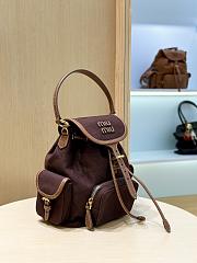 Miumiu Canvas And Leather Backpack Brown 5BZ043 - 22x18x11.5cm - 6