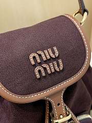 Miumiu Canvas And Leather Backpack Brown 5BZ043 - 22x18x11.5cm - 5