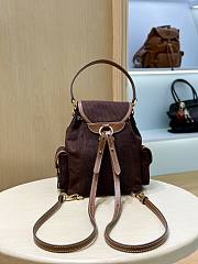 Miumiu Canvas And Leather Backpack Brown 5BZ043 - 22x18x11.5cm - 3