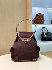 Miumiu Canvas And Leather Backpack Brown 5BZ043 - 22x18x11.5cm - 2