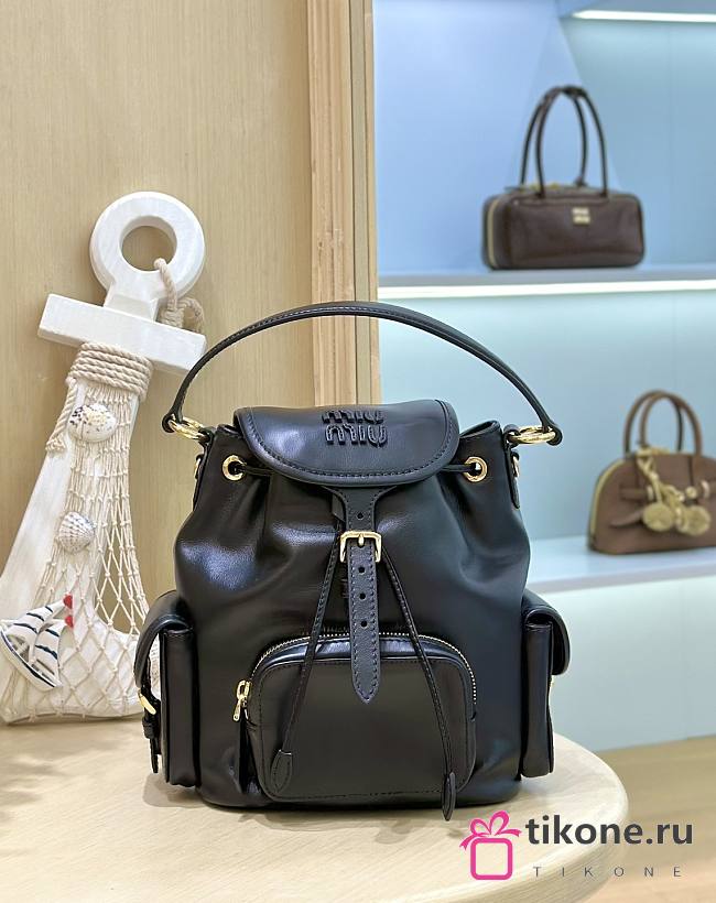 Miumiu Leather Backpack Black 5BZ043 - 22x18x11.5cm - 1