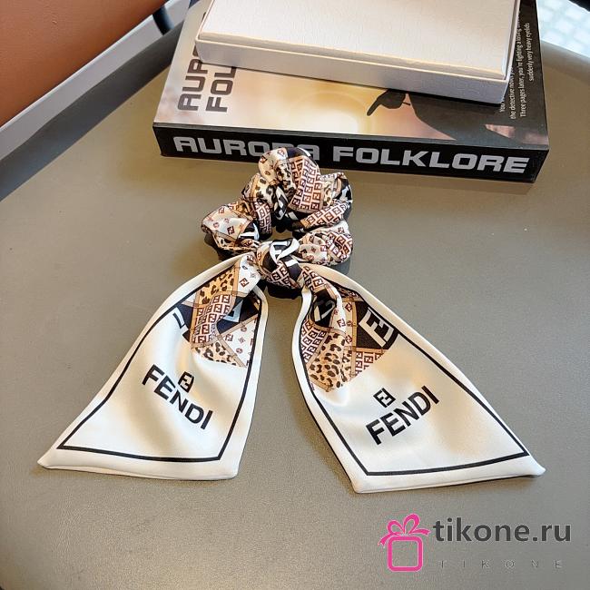 Fendi FF Ribbon Scrunchie White 22704 - 1