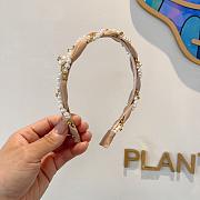 Chanel Headband Velvet Pearl and Diamond Beige - 1