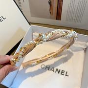 Chanel Headband Velvet Pearl and Diamond Beige - 6