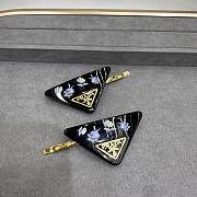 Prada Floral Print Hair Clips Black Blue (set of two) - 1