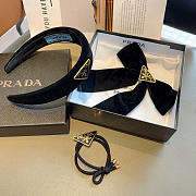 Prada Bow Hair Clip Velvet Black 1IF199 - 2