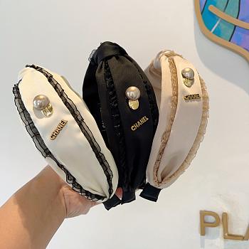 Chanel Headband Black/White/Beige 22731