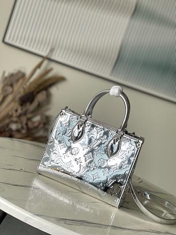 LV Ski Onthego PM Silver Monogram Embossed Canvas M26373 - 25x19x11.5cm