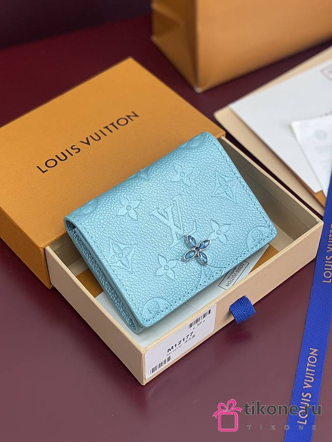 LV Ski Business Card Holder Monogram Empreinte Leather Azur Frost - 10.5x8x1cm - 1