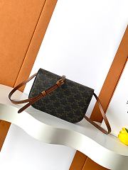 Celine Duo Wallet On Strap In Triomphe Canvas And Calfskin Tan - 20x13x6cm - 2