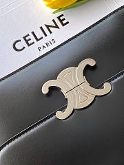 Celine Classique Triomphe Bag In Shiny Calfskin Black Silver - 22x15.5x6cm - 6