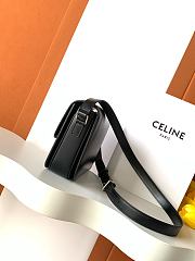 Celine Classique Triomphe Bag In Shiny Calfskin Black Silver - 22x15.5x6cm - 3