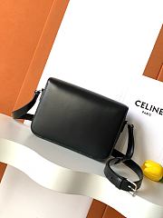 Celine Classique Triomphe Bag In Shiny Calfskin Black Silver - 22x15.5x6cm - 2