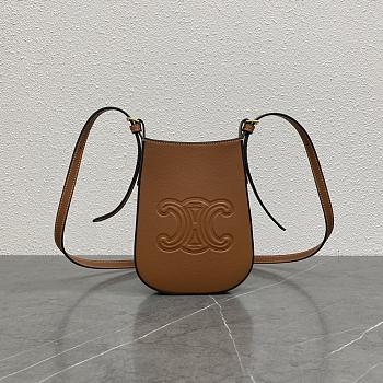 Celine Mobile Pouch Eloise Shoulder Bag Leather Brown - 19.5x15x3cm
