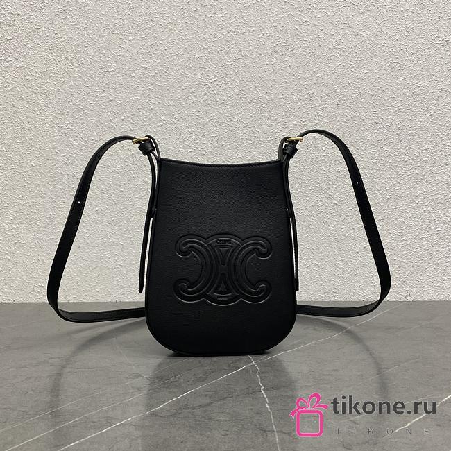Celine Mobile Pouch Eloise Shoulder Bag Leather Black - 19.5x15x3cm - 1