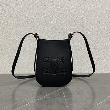Celine Mobile Pouch Eloise Shoulder Bag Leather Black - 19.5x15x3cm