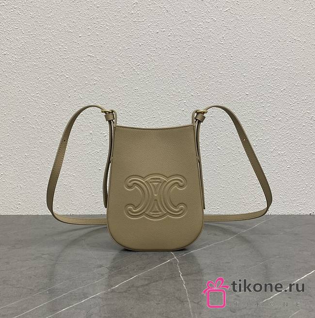 Celine Mobile Pouch Eloise Shoulder Bag Leather Beige - 19.5x15x3cm - 1