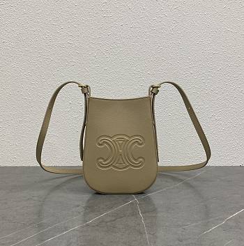 Celine Mobile Pouch Eloise Shoulder Bag Leather Beige - 19.5x15x3cm