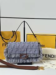 Fendi Baguette Blue Denim Effect FF Jacquard Bag - 27x6x15cm - 5
