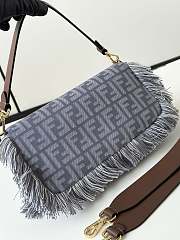 Fendi Baguette Blue Denim Effect FF Jacquard Bag - 27x6x15cm - 3