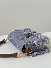 Fendi Baguette Blue Denim Effect FF Jacquard Bag - 27x6x15cm - 4