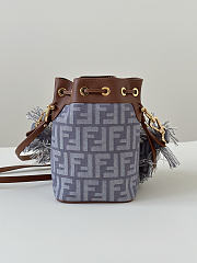 Fendi Mon Tresor Blue Denim Effect FF Jacquard Mini Bag - 18x14x12cm - 4
