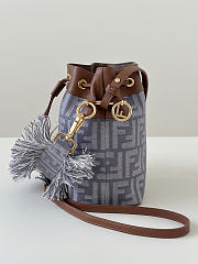 Fendi Mon Tresor Blue Denim Effect FF Jacquard Mini Bag - 18x14x12cm - 3