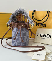 Fendi Mon Tresor Blue Denim Effect FF Jacquard Mini Bag - 18x14x12cm - 2