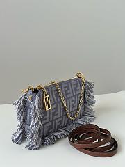 Fendi Baguette Pouch Blue Denim Effect FF Jacquard - 20x12x3cm - 6
