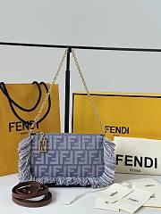 Fendi Baguette Pouch Blue Denim Effect FF Jacquard - 20x12x3cm - 2