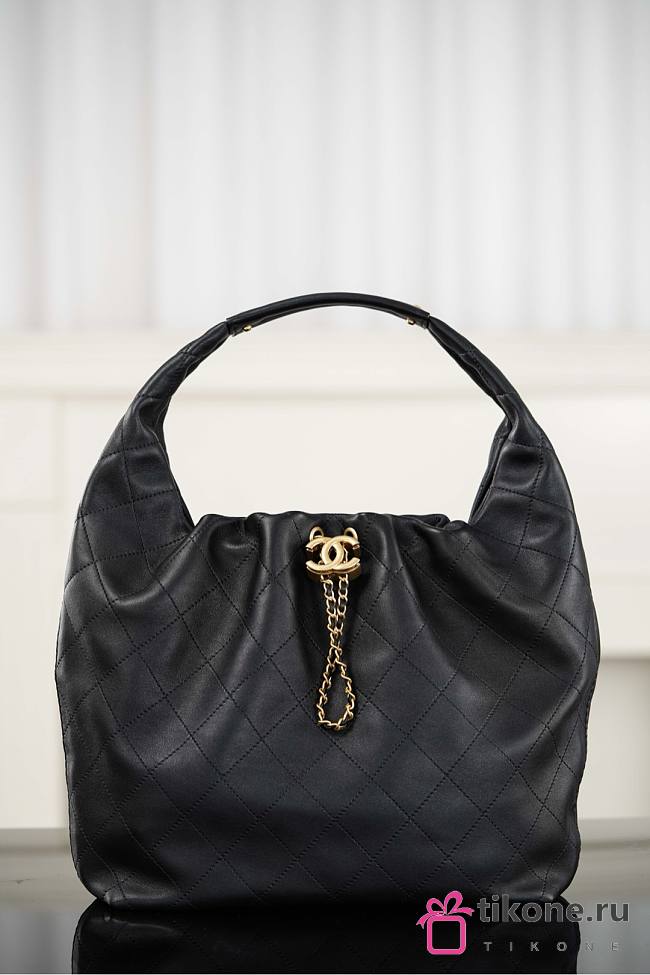 Chanel Maxi Hobo Bag Calfskin & Gold Tone Metal Black - 49x39x11cm - 1