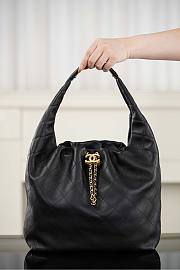 Chanel Maxi Hobo Bag Calfskin & Gold Tone Metal Black - 49x39x11cm - 4