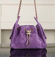 Chanel 25 Mini Handbag Suede Calfskin & Gold Tone Metal Purple - 22x20x12.5cm - 1