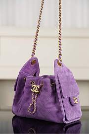 Chanel 25 Mini Handbag Suede Calfskin & Gold Tone Metal Purple - 22x20x12.5cm - 6