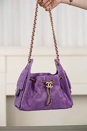 Chanel 25 Mini Handbag Suede Calfskin & Gold Tone Metal Purple - 22x20x12.5cm - 5