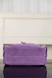 Chanel 25 Mini Handbag Suede Calfskin & Gold Tone Metal Purple - 22x20x12.5cm - 3