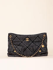 Chanel Maxi Flapbag Washed Denim & Gold Tone Metal Black - 45x27x10cm - 6