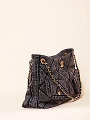 Chanel Maxi Flapbag Washed Denim & Gold Tone Metal Black - 45x27x10cm - 3