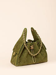 Chanel 25 Handbag Small Suede Calfskin & Gold Metal Green - 30x26x14cm - 2